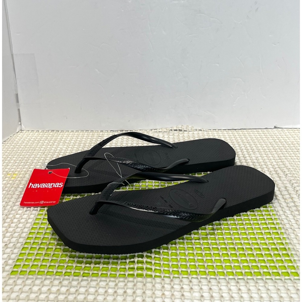 Havaianas Slim Square Flip Flops Women's Size 11-12 Black NEW